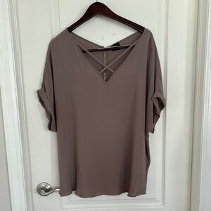 Women's V-Neck Blouse - Taupe
